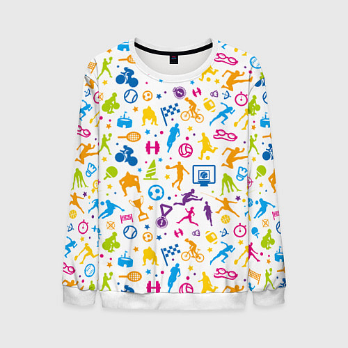 Мужской свитшот Все виды спорта на белом фоне / 3D-Белый – фото 1
