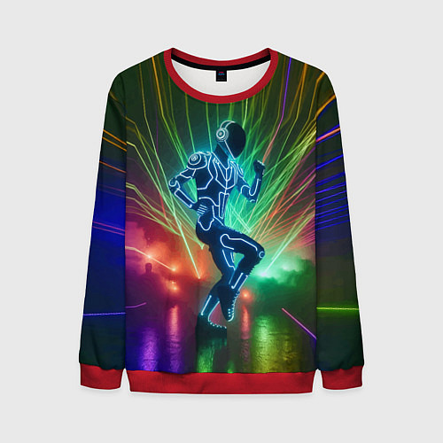 Мужской свитшот Neon cyber dance - ai art fantasy / 3D-Красный – фото 1