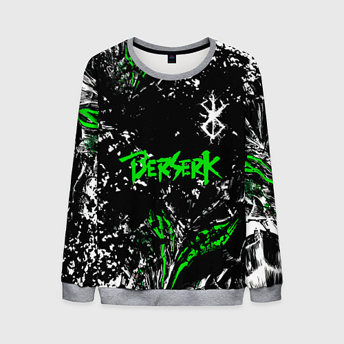 Мужской свитшот Berserk black mask - Берсерк чёрная / 3D-Меланж – фото 1