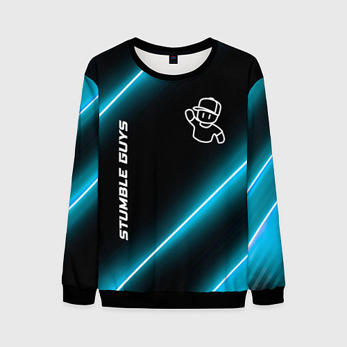 Мужской свитшот Stumble Guys неоновые лампы / 3D-Черный – фото 1
