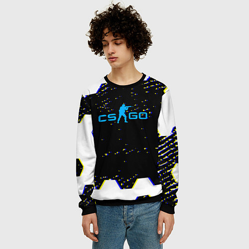 Мужской свитшот CS соты абстракция / 3D-Черный – фото 3