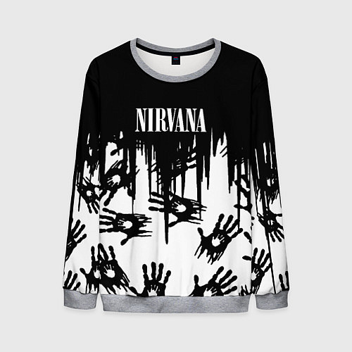 Мужской свитшот Nirvana rok hand / 3D-Меланж – фото 1