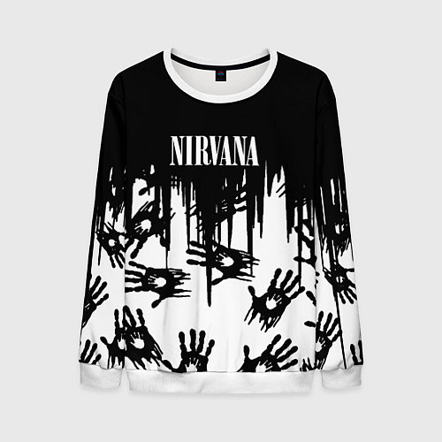 Мужской свитшот Nirvana rok hand / 3D-Белый – фото 1