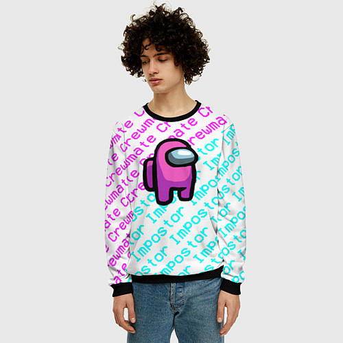 Мужской свитшот Among us pattern steel / 3D-Черный – фото 3