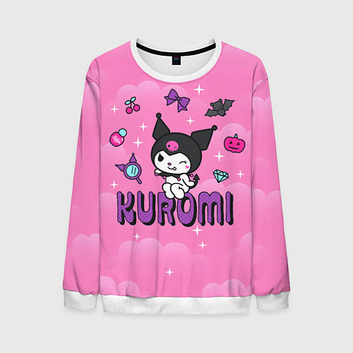 Мужской свитшот Куроми в розовых облаках / 3D-Белый – фото 1