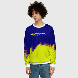 Свитшот мужской Cyberpunk 2077 краски жёлтые, цвет: 3D-белый — фото 2