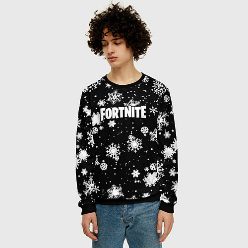 Мужской свитшот Fortnite winter snow / 3D-Черный – фото 3