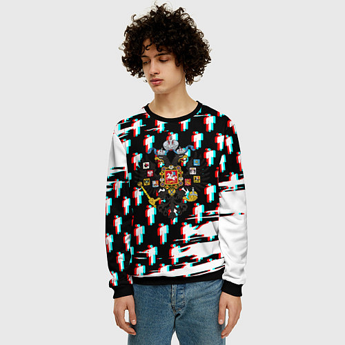 Мужской свитшот Имперская Россия будущего глитч / 3D-Черный – фото 3