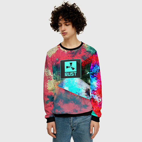 Мужской свитшот RUST geometry color / 3D-Черный – фото 3
