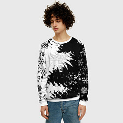 Свитшот мужской Ведьмак снежинки, цвет: 3D-белый — фото 2