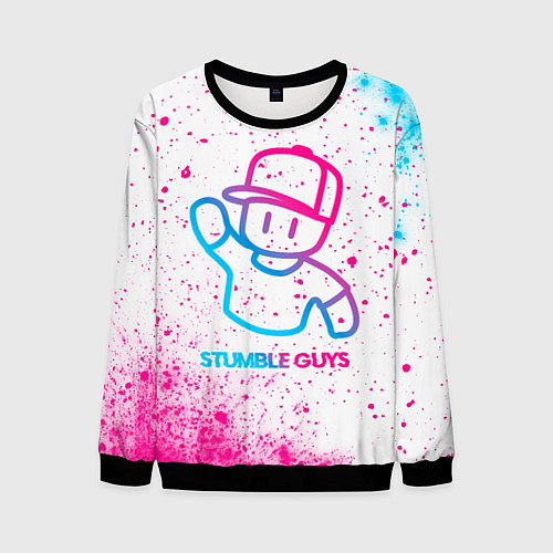 Мужской свитшот Stumble Guys neon gradient style / 3D-Черный – фото 1