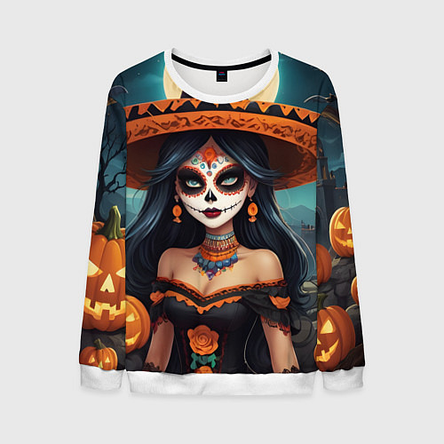 Мужской свитшот Страшилки ведьмочка / 3D-Белый – фото 1