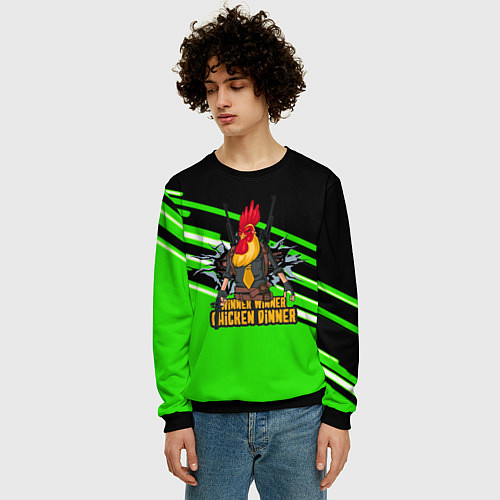 Мужской свитшот PUBG line geometry / 3D-Черный – фото 3