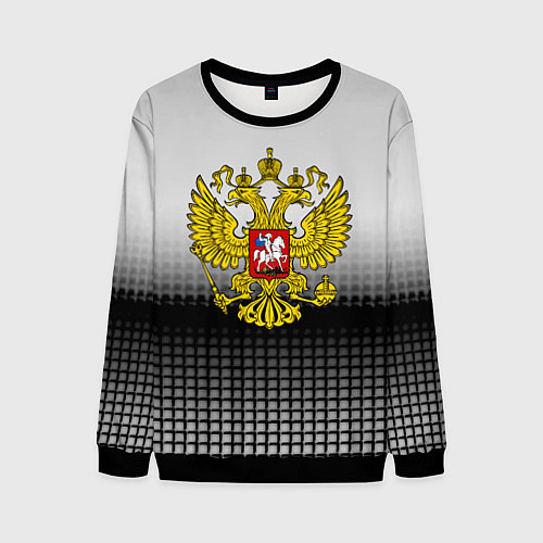 Мужской свитшот Герб РФ текстура серая / 3D-Черный – фото 1