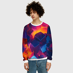 Свитшот мужской Неоновая геометрическая текстура, цвет: 3D-белый — фото 2