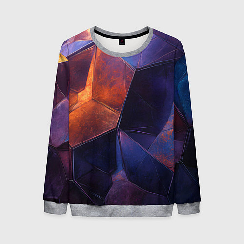 Мужской свитшот Искаженная геометрия с эффектом потертостей / 3D-Меланж – фото 1