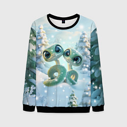 Свитшот мужской Милые змеи, цвет: 3D-черный