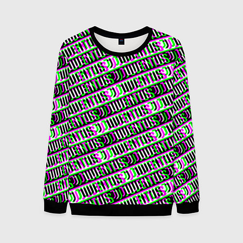 Мужской свитшот Juventus glitch pattern / 3D-Черный – фото 1