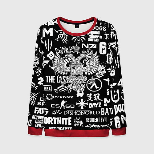 Мужской свитшот Киберсорт Россия герб / 3D-Красный – фото 1