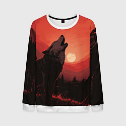 Мужской свитшот Волк воет на луну