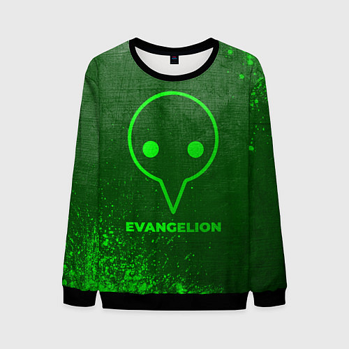 Мужской свитшот Evangelion - green gradient / 3D-Черный – фото 1