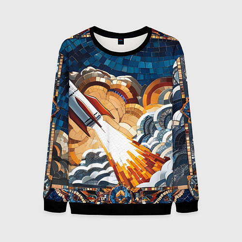 Мужской свитшот Мозаика ракета / 3D-Черный – фото 1