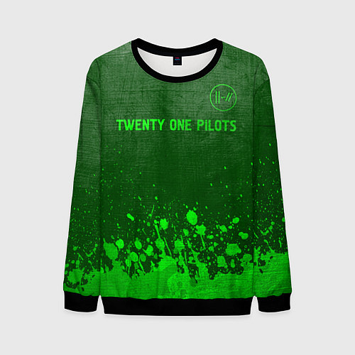 Мужской свитшот Twenty One Pilots - green gradient посередине / 3D-Черный – фото 1