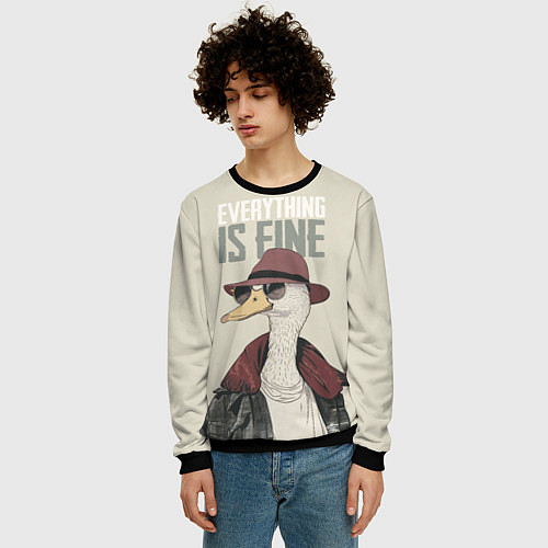 Мужской свитшот Гусь - все хорошо / 3D-Черный – фото 3