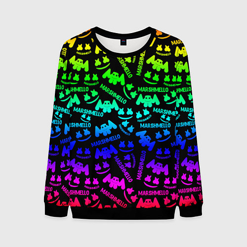 Мужской свитшот Marshmello neon steel pattern / 3D-Черный – фото 1