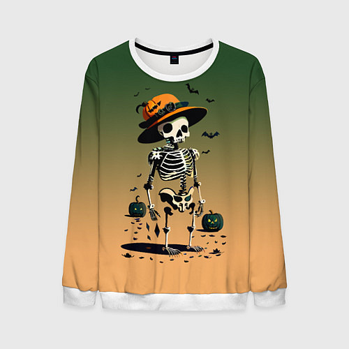 Мужской свитшот Funny skeleton - ai art fantasy / 3D-Белый – фото 1