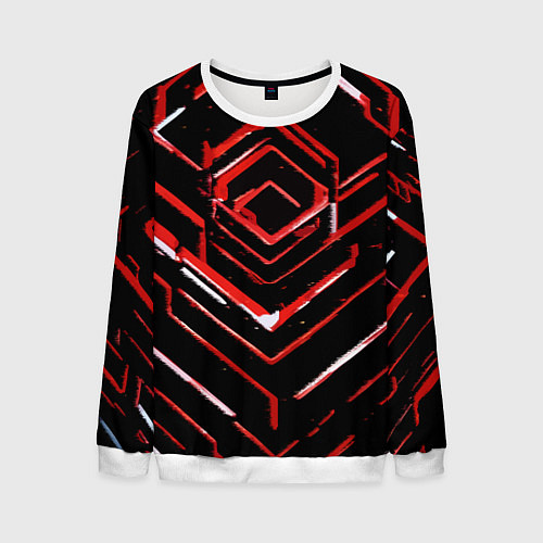 Мужской свитшот Красные смазанные линии на чёрном фоне / 3D-Белый – фото 1