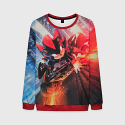 Свитшот мужской Ёжик Шэдоу на мотоцикле, цвет: 3D-красный