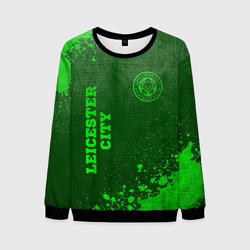 Мужской свитшот Leicester City - green gradient вертикально / 3D-Черный – фото 1