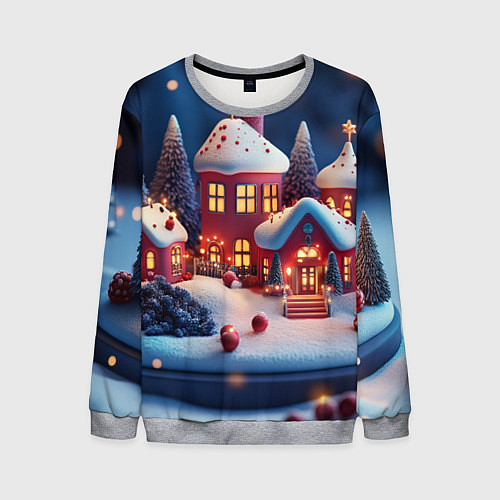 Мужской свитшот Объемный новогодний городок / 3D-Меланж – фото 1