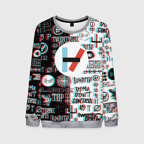 Мужской свитшот Twenty one pilots glitch pattern / 3D-Меланж – фото 1