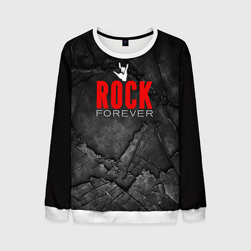 Мужской свитшот Rock forever on black / 3D-Белый – фото 1