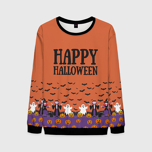 Мужской свитшот Happy Halloween pattern / 3D-Черный – фото 1