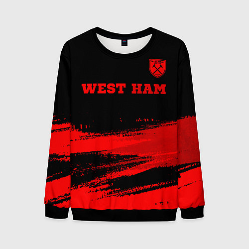 Мужской свитшот West Ham - red gradient посередине / 3D-Черный – фото 1