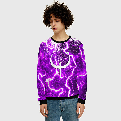 Мужской свитшот Quake неоновые краски шторм / 3D-Черный – фото 3