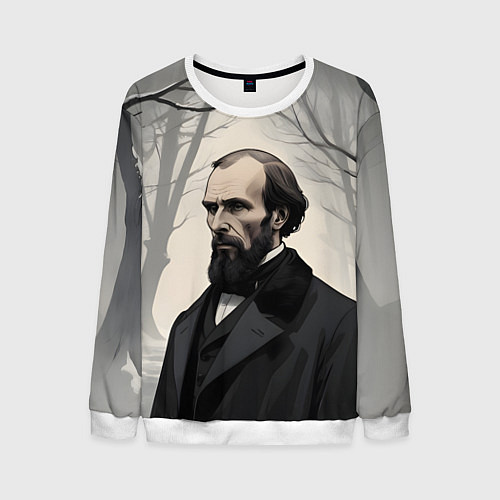 Мужской свитшот Достоевский зимняя аллея / 3D-Белый – фото 1