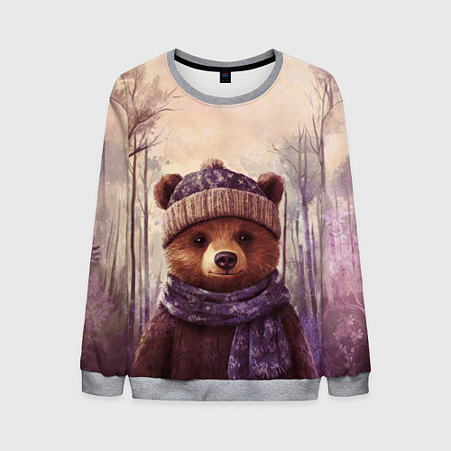 Мужской свитшот Мишка в пасмурном лесу / 3D-Меланж – фото 1