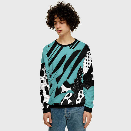 Мужской свитшот Спорт динамика скорость / 3D-Черный – фото 3