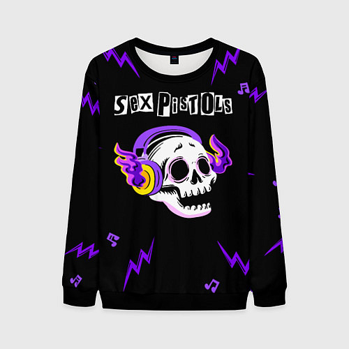 Мужской свитшот Sex Pistols неоновый череп / 3D-Черный – фото 1