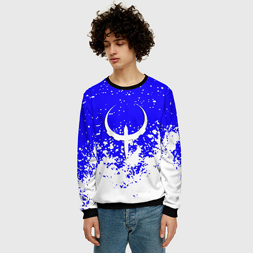 Мужской свитшот Quake краски брызги / 3D-Черный – фото 3