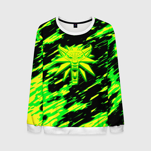 Мужской свитшот Ведьмак кислотный волк / 3D-Белый – фото 1