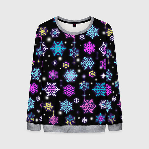 Мужской свитшот Разноцветные снежинки / 3D-Меланж – фото 1