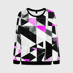 Свитшот мужской Black and pink abstraction on a white background, цвет: 3D-черный