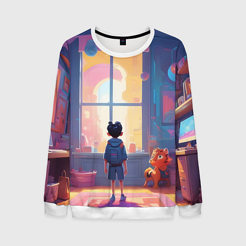 Мужской свитшот Детство приключения / 3D-Белый – фото 1