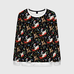 Свитшот мужской Рик и Морти сани с оленем - Christmas, цвет: 3D-белый