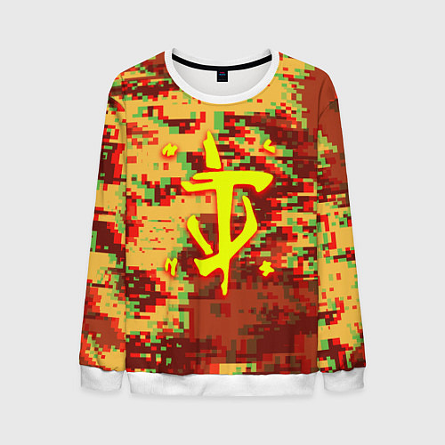 Мужской свитшот Doom камуфляж глитч / 3D-Белый – фото 1